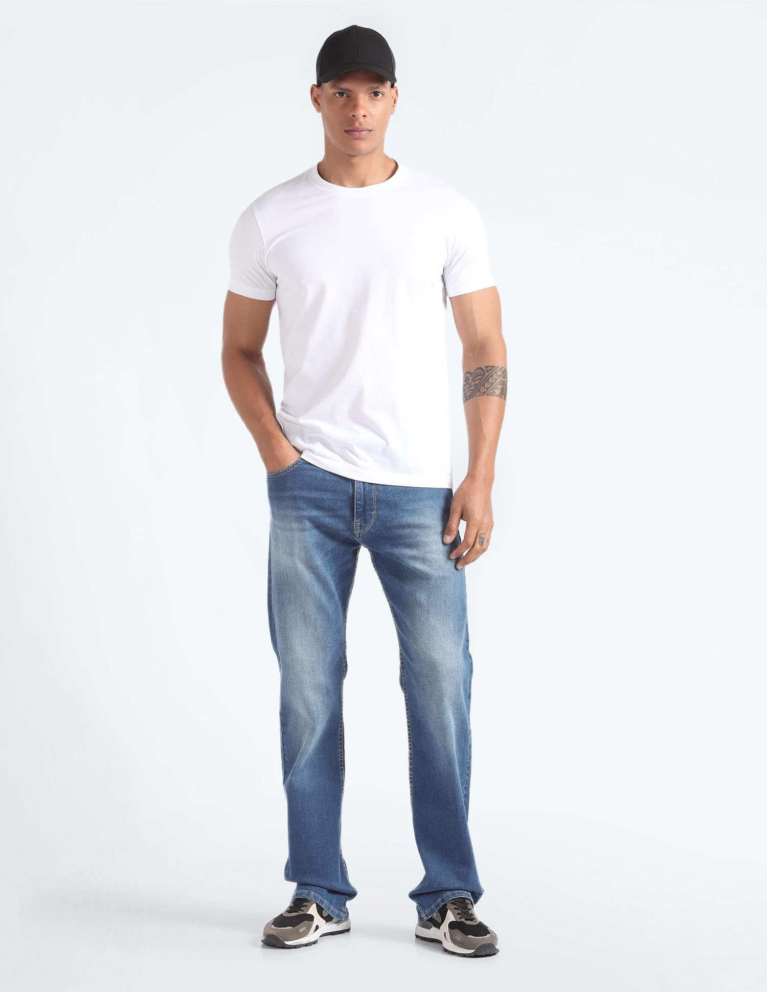 Bruce Relax Bootcut Fit Whiskered Jeans (FMJEN2431_Blue)