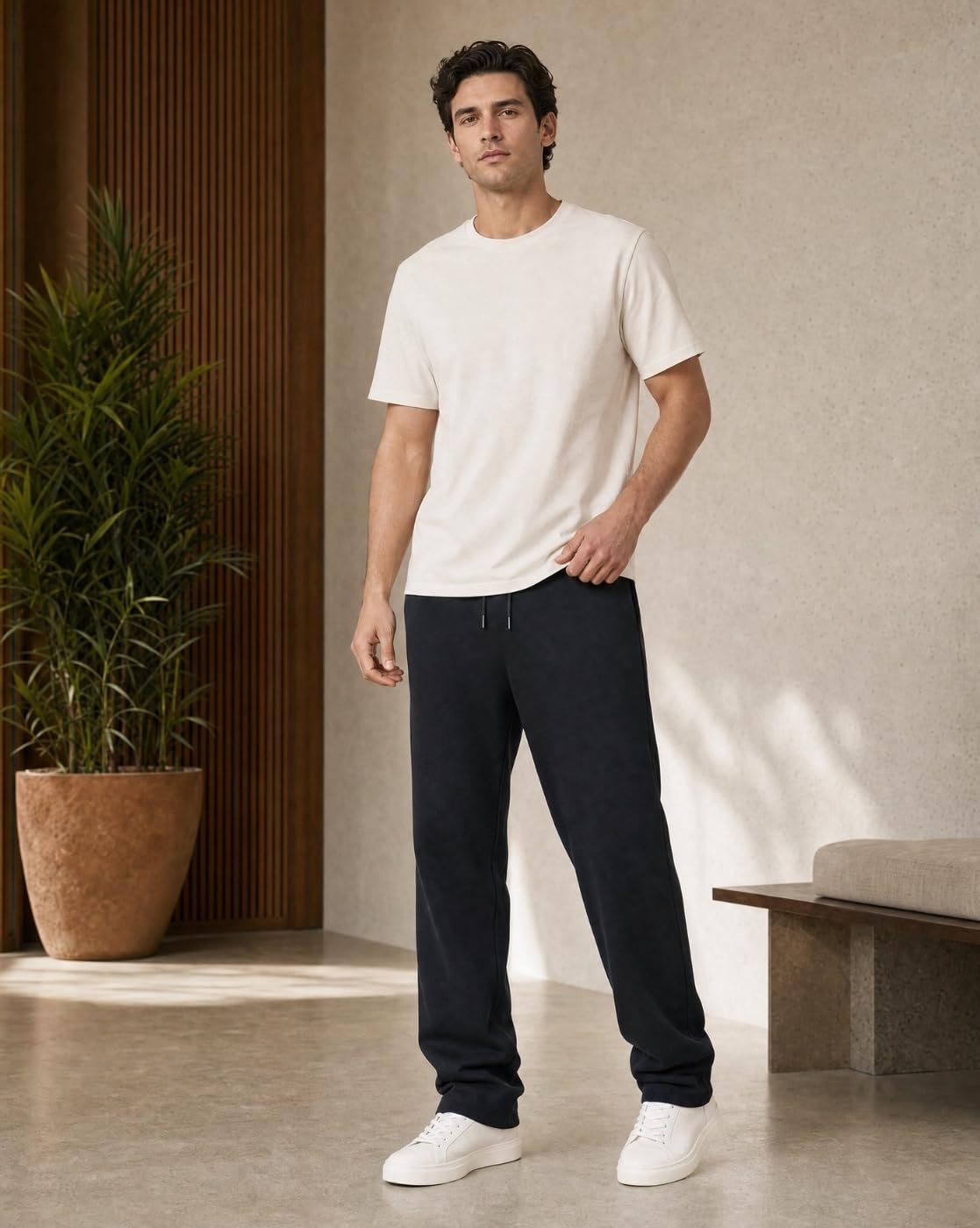 Men Mid Rise Regular Sweatpants (1M-BWJG-R0149_Black, Small)