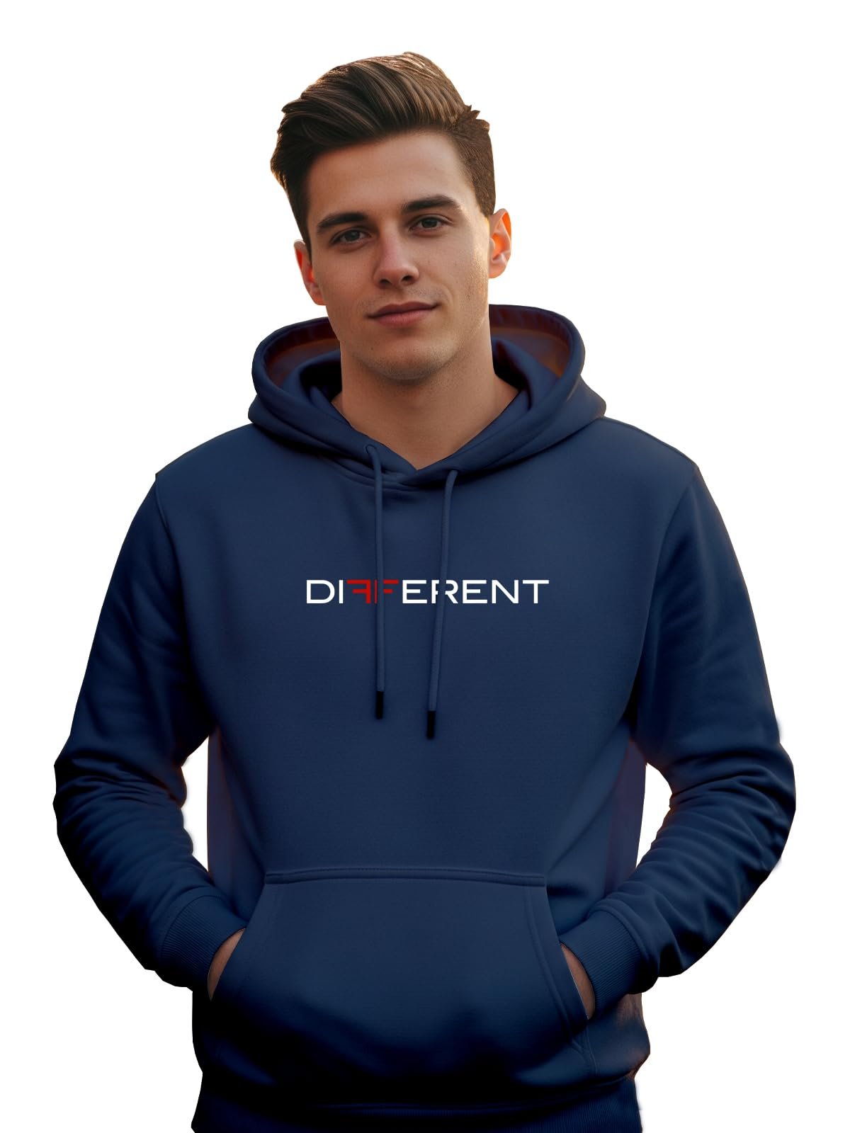 Hoodie for Men/Women | Unisex Fit Cotton Fleece | Graphic Printed Pullover Hooded Sweatshirt - HOPU-DFRNT1-NVY-M NAVYBLUE