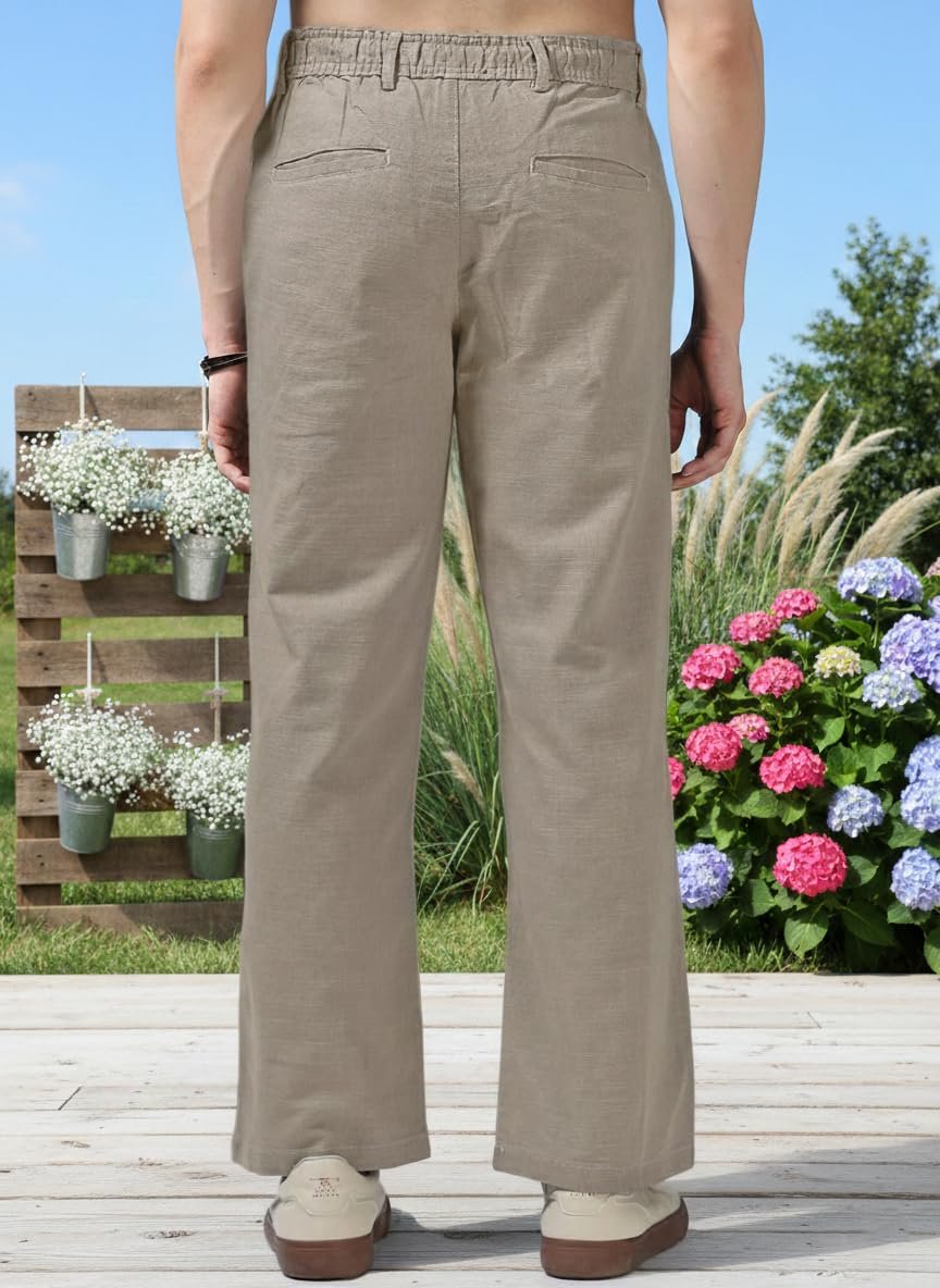 Men’s CHIKU Regular Fit Straight Pants | Comfortable Stylish Trousers for Men | Soft Fabric Chinos for Everyday Wear, Travel & Office | Linen Cotton Bottom Wear | Casual Trousers for Men
