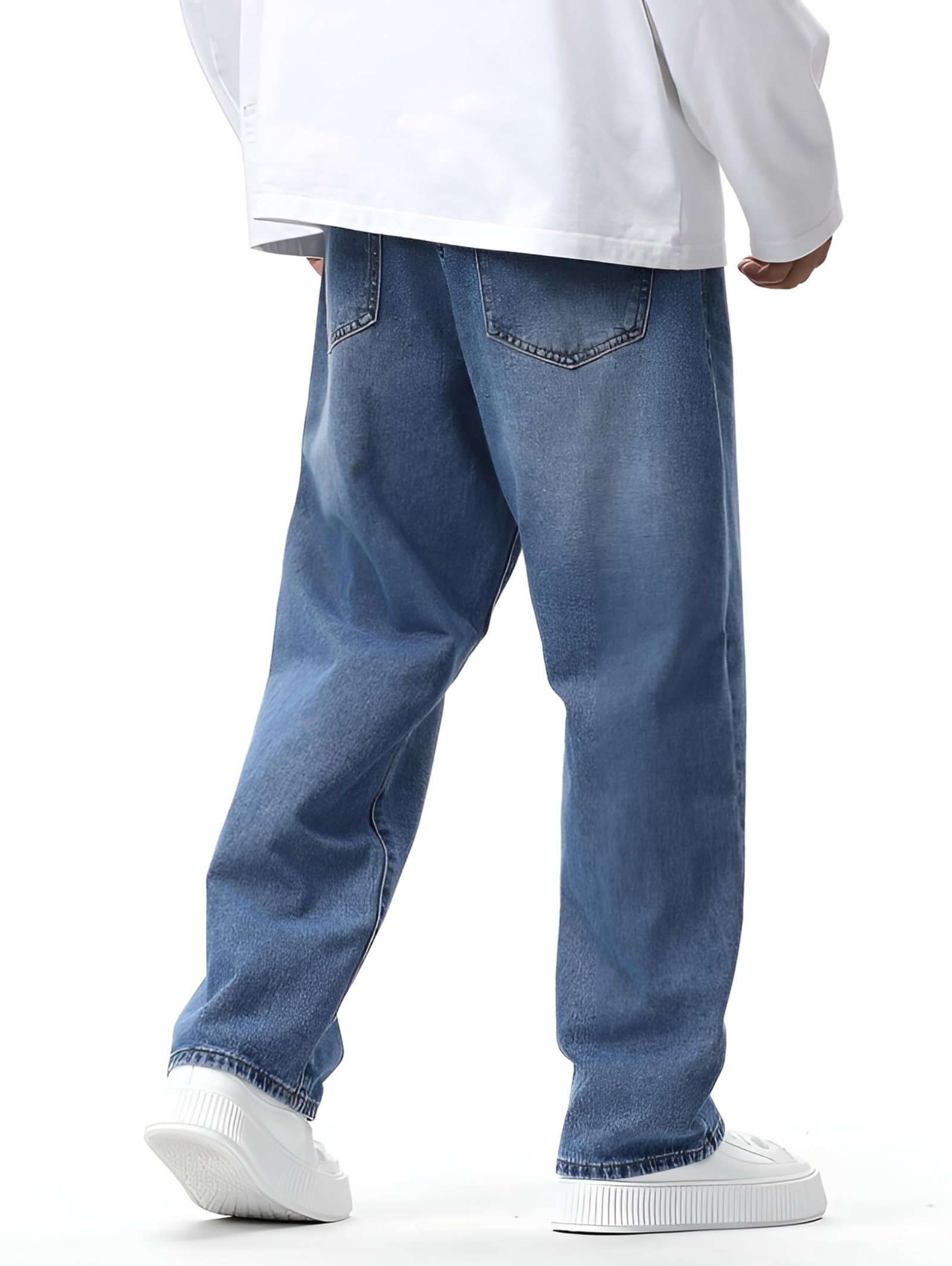 Light Blue Men Jeans || Baggy Fit Jean's for Man || Loose Fit High Rise Denim || Stretchable Casual Wear Jean,s || Dance Rap Rapping Style Pant for Men || Denim Cotton Jeans 34 (0)