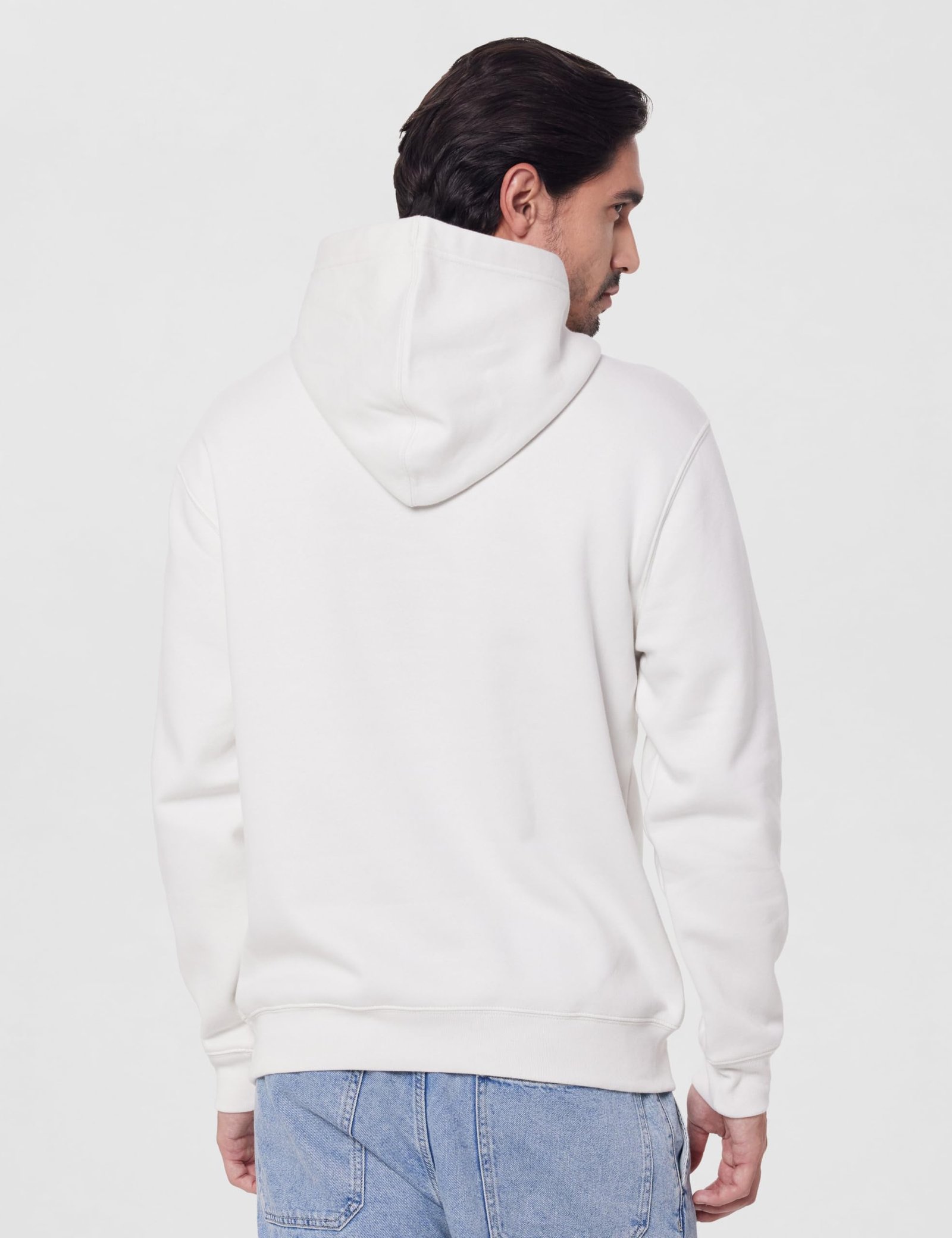 Men Embroidered Relaxed Fit Hooded Neck Full Sleeve Sweatshirt,White