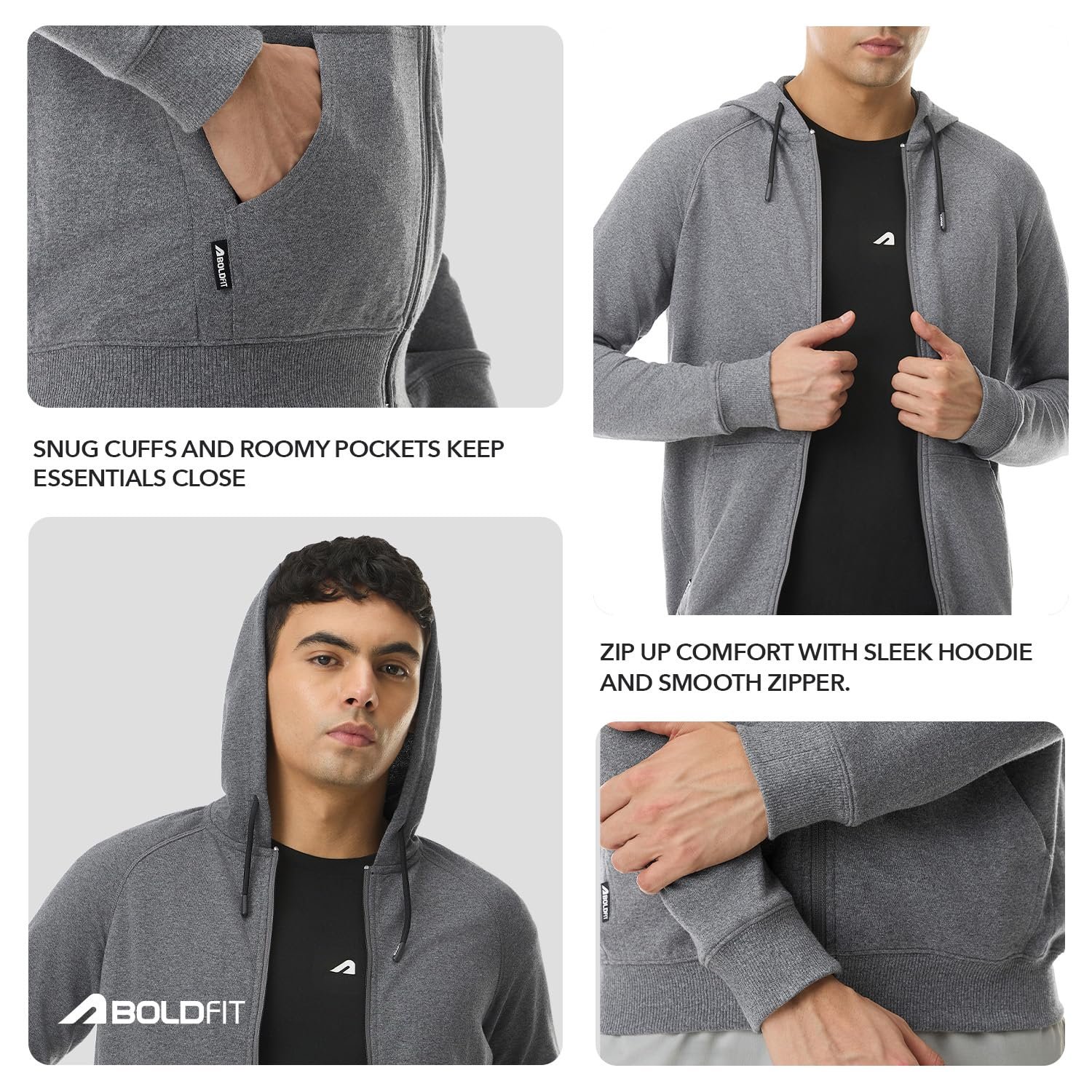 Hoodies for Men Full Zipper Jacket for Men & Boys Fleece Hoodie for Man Winter Jackets Thermal Insulation Mens Jacket Zipper WinterWear Hoodies for Boys Winter Grey XXL