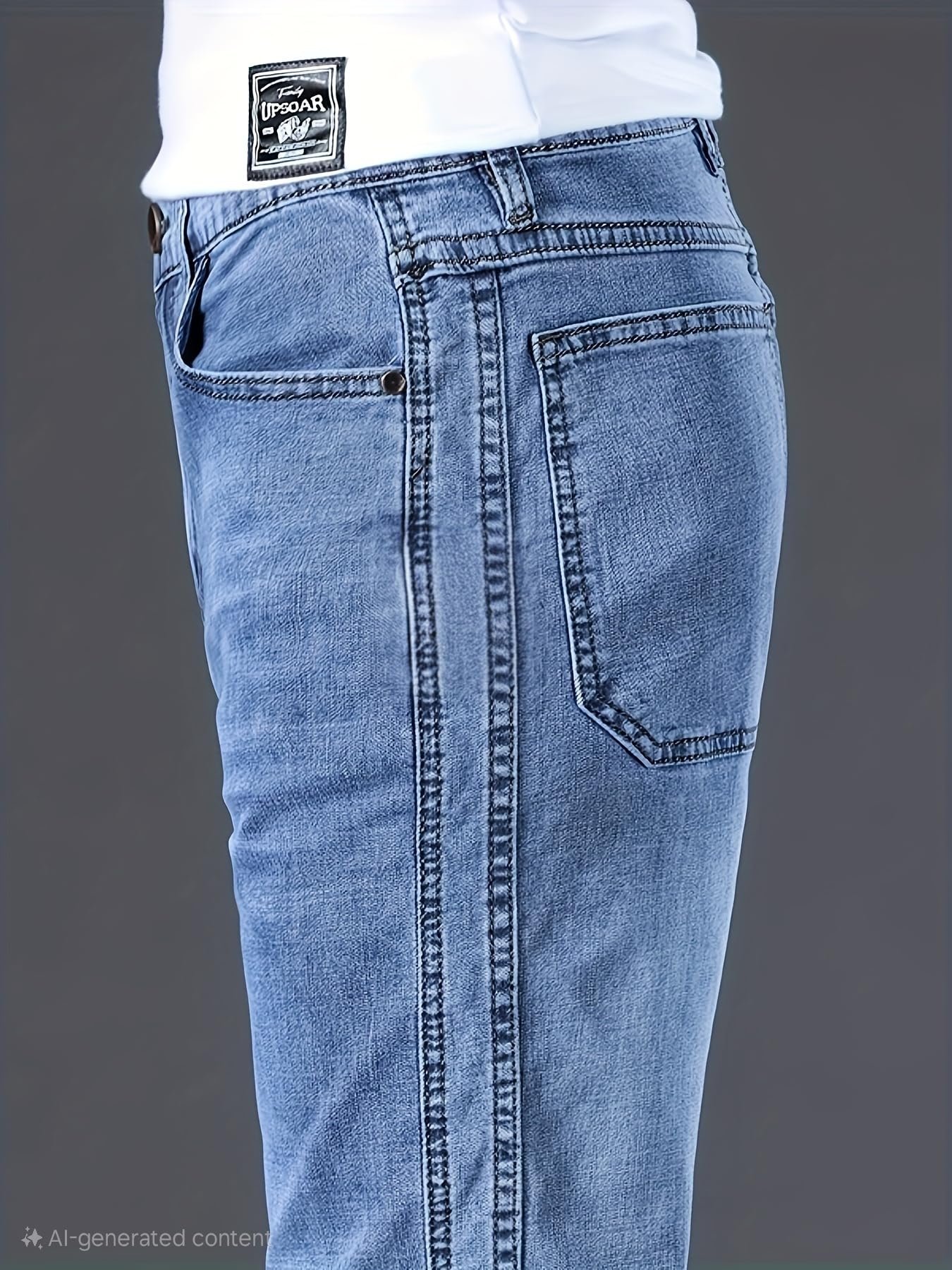 Jeans for Men | Denim Pants with Regular Fit & Classic Straight Cut (Double-Top-Blue jeans-U11)