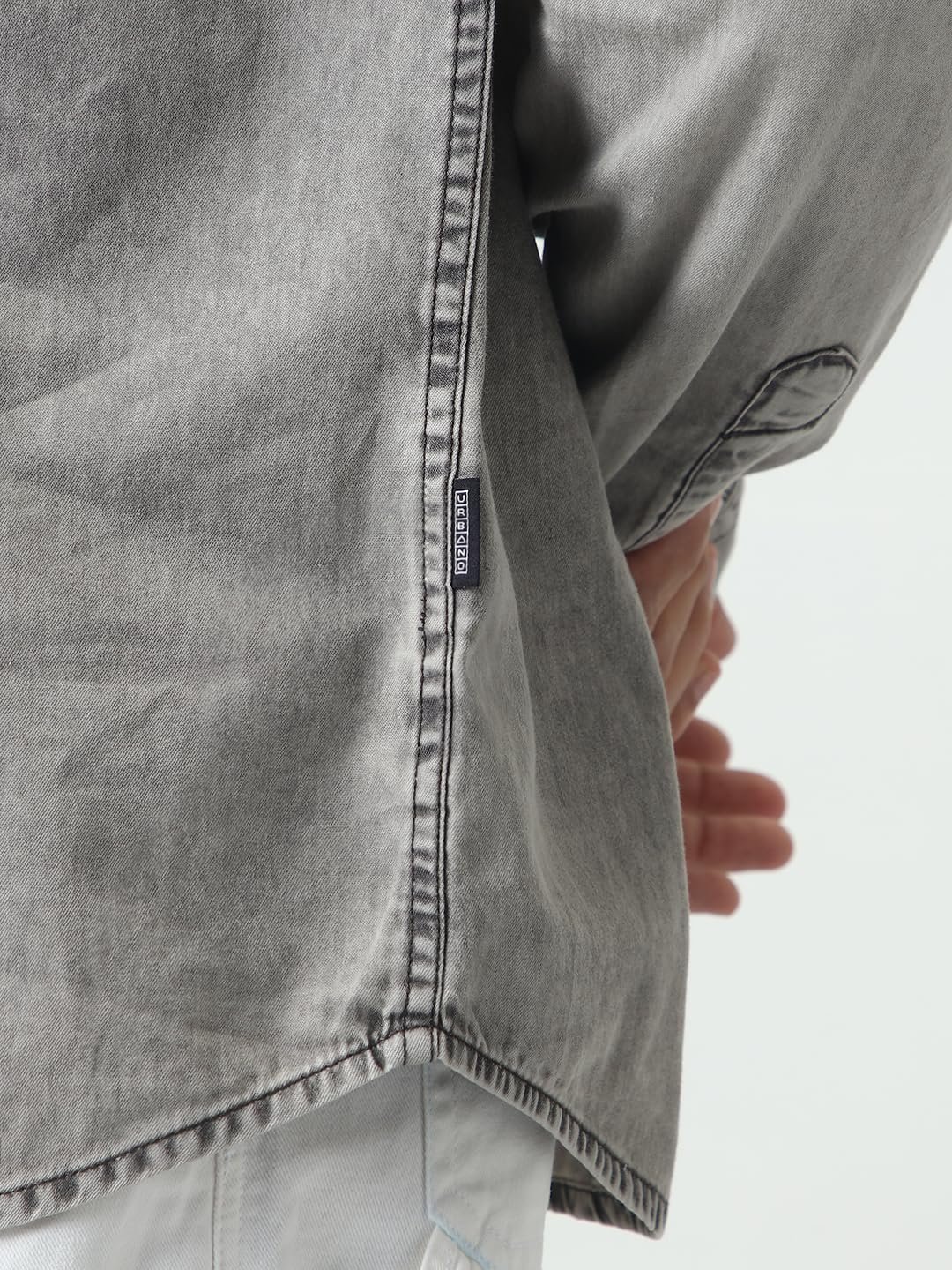 Men's Ice Grey Regular Fit Full Sleeve Washed Denim Shirt (shirtdentowl-02-icegrey)