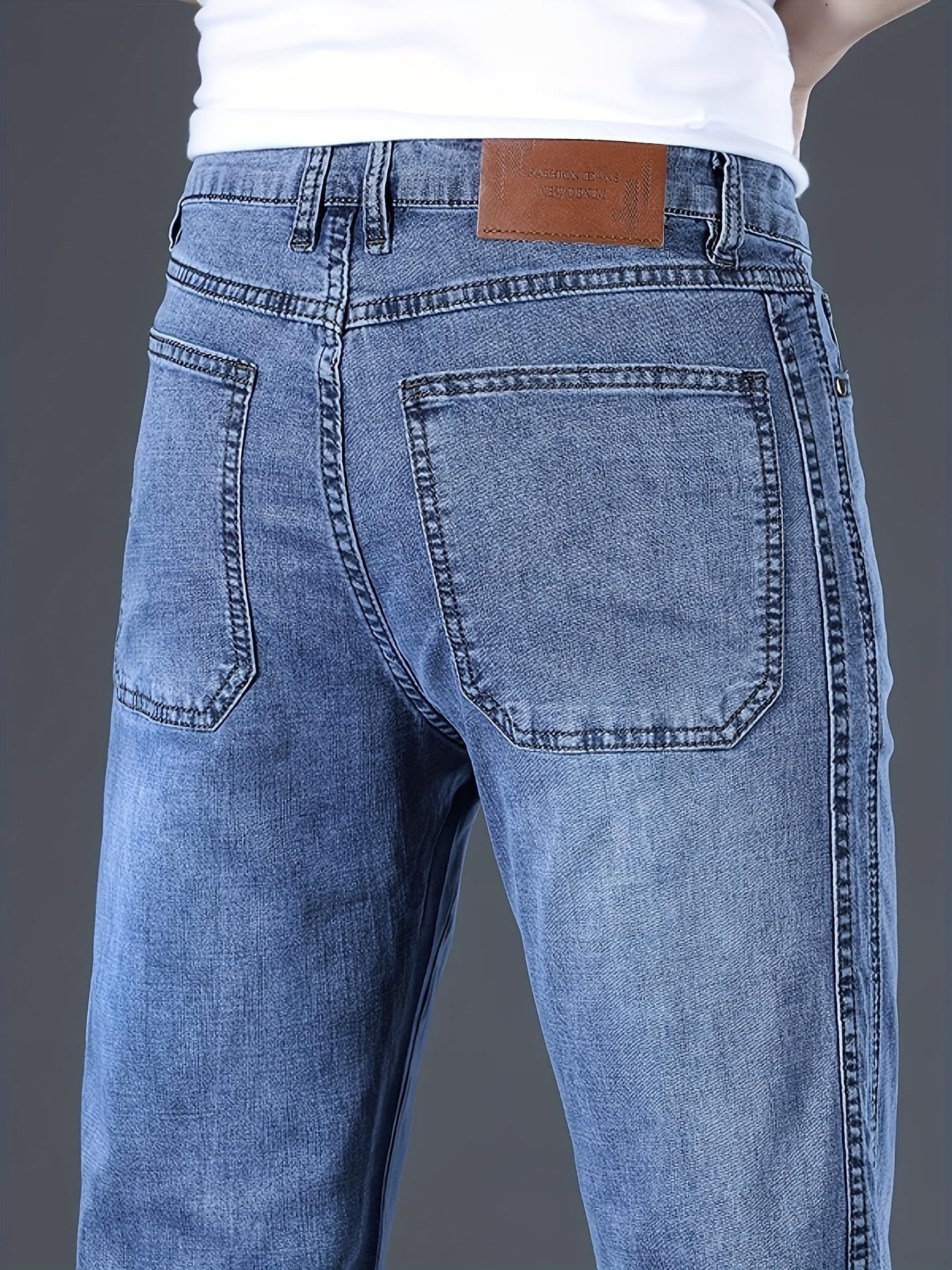 Jeans for Men | Denim Pants with Regular Fit & Classic Straight Cut (Double-Top-Blue jeans-U11)