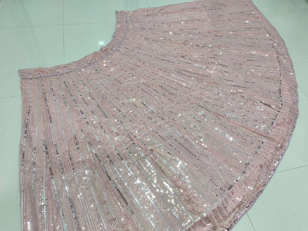 Omkar Tex's Light Pink color Faux georgette bridal lehenga choli with dupatta set for women