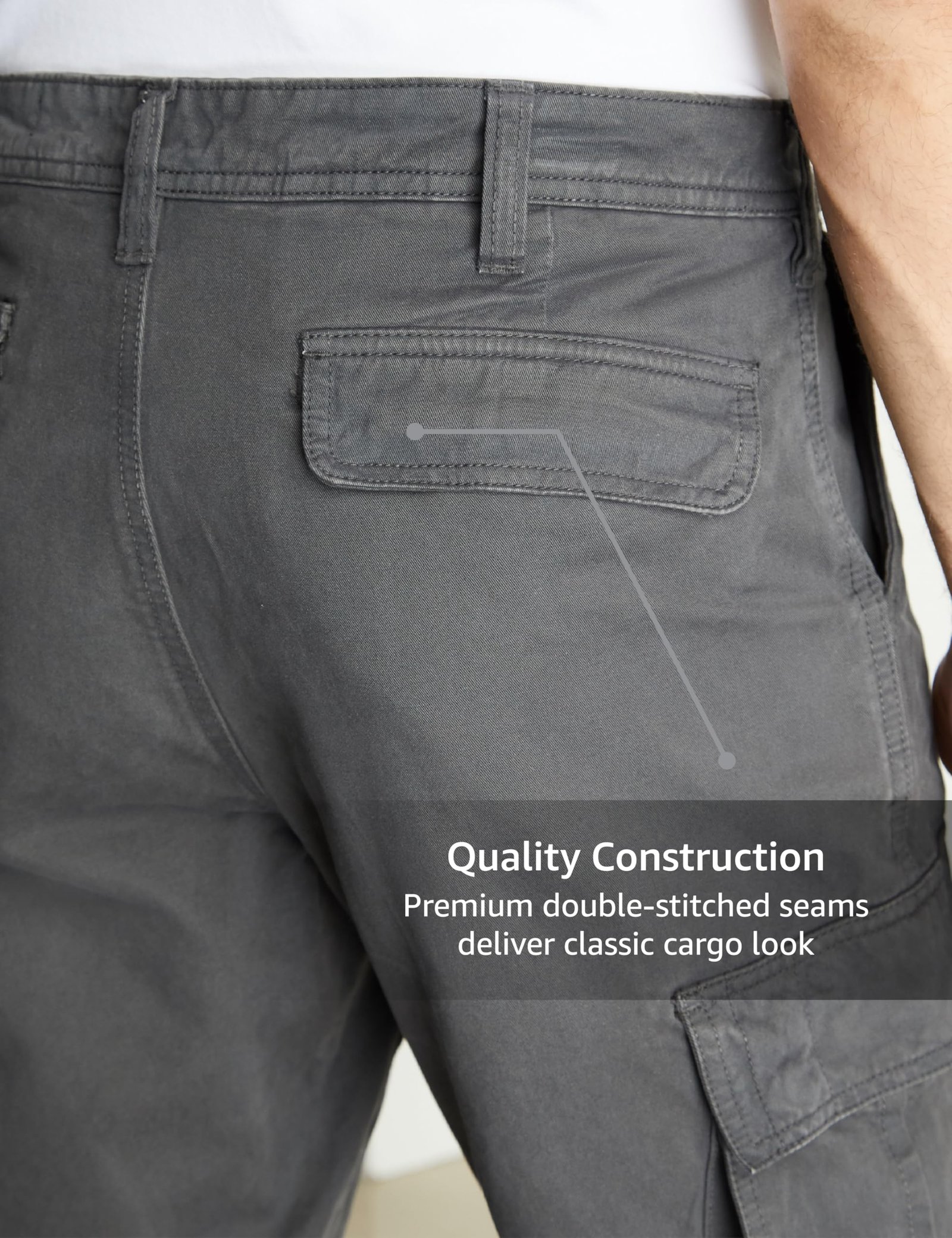Men's Regular Fit Washed Cargo Pants (Pure Cotton | Relaxed Fit) (SP-M-A25-CT-105-Mid Grey-38)