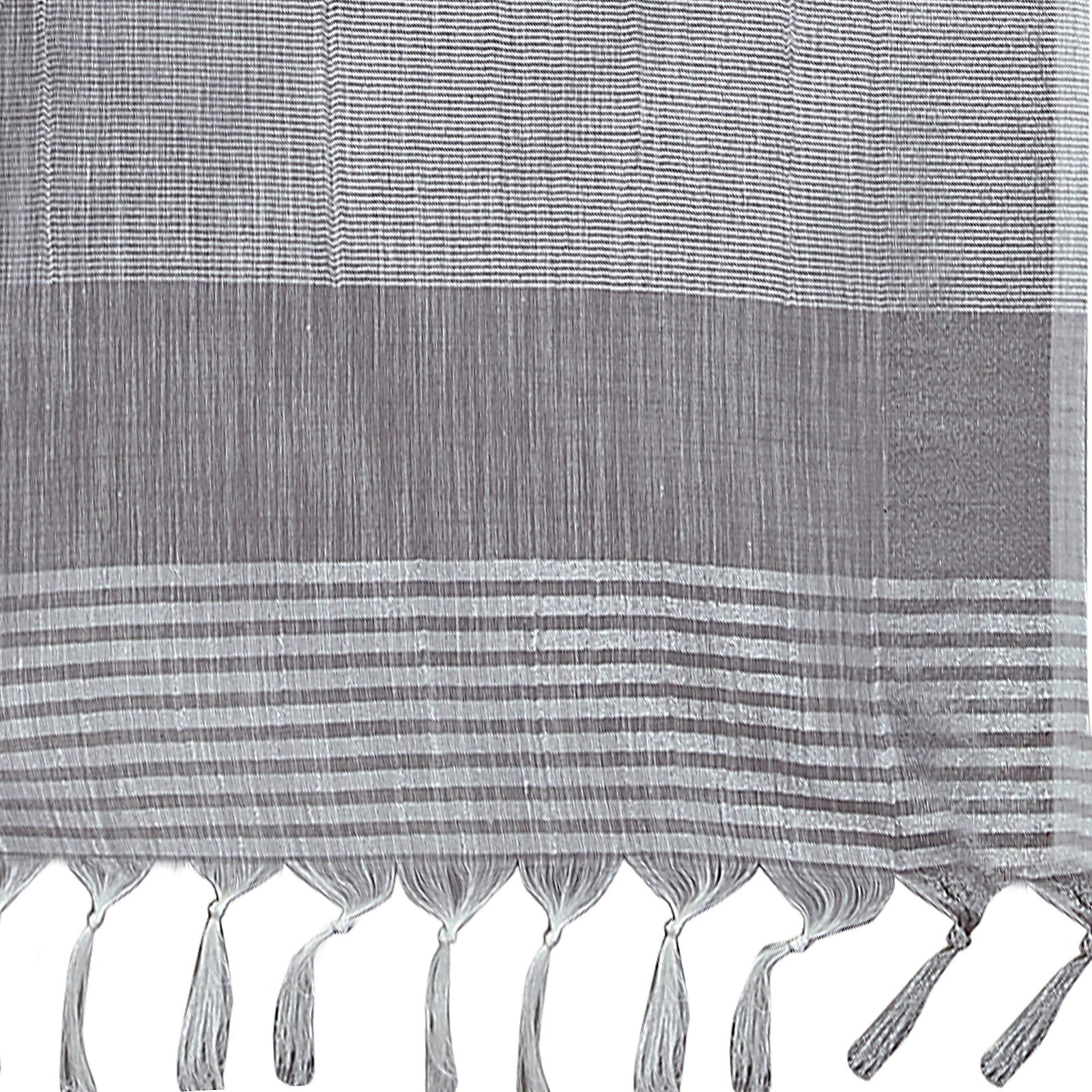 Women’s Jacquard Linen Grey Saree with Unstitched Blouse Piece | Solid Design with Zari Border | 6.3 m Saree & 0.8 m Blouse | Evening & Ceremony